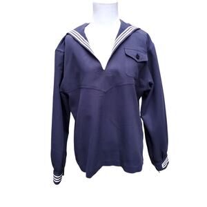 Vintage Tasha Polizzi for TP Saddleblanket & Co Blue Nautical Sailor Top Sz L